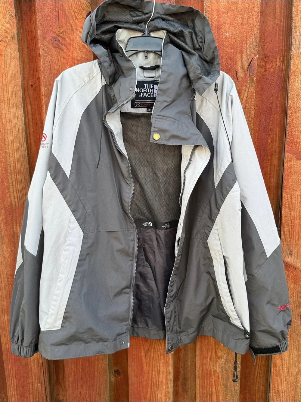 Two-Tone Gray Hooded Techwear Style Shell Jacket Size XXL